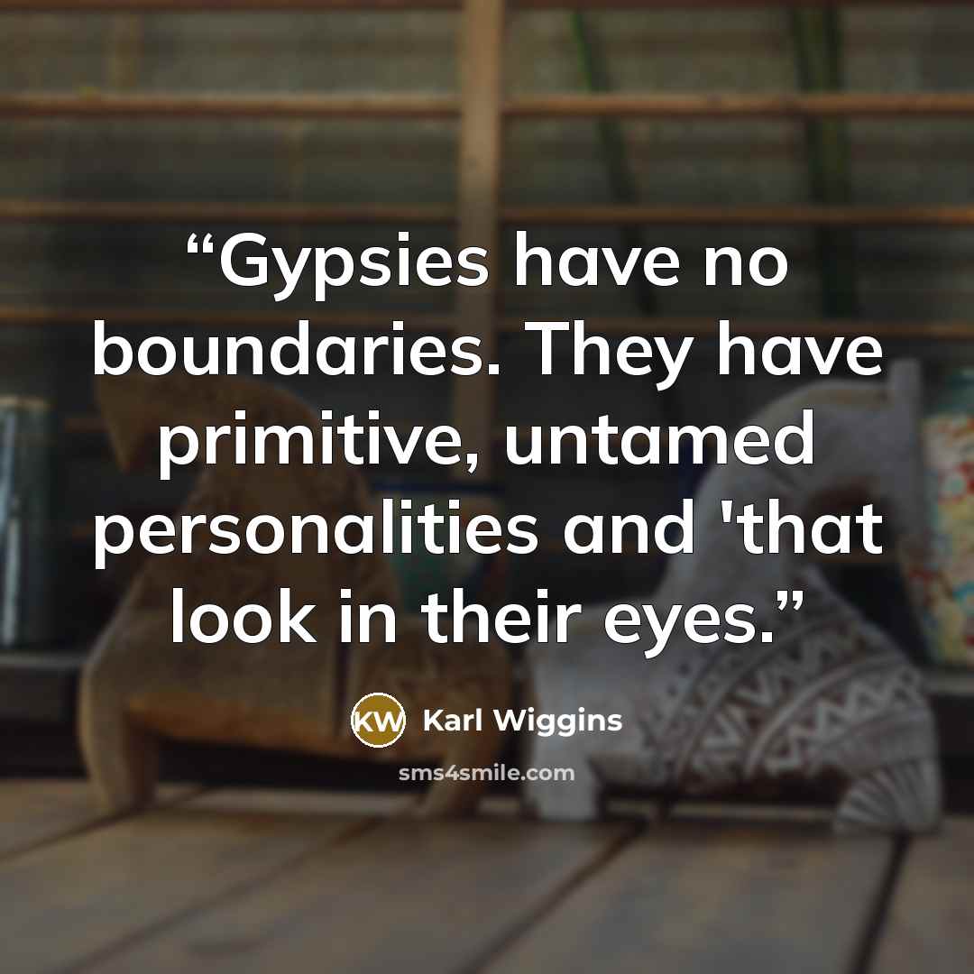 “Gypsies have no boundaries. They have primitive, untamed personalities and 'that look in their eyes.” quote by Karl Wiggins