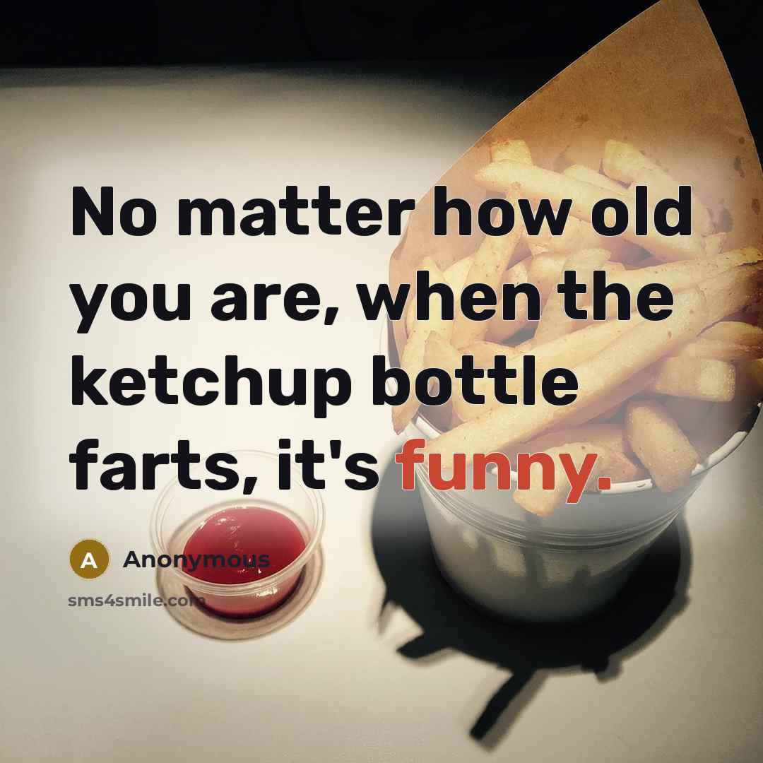 “No matter how old you are, when the ketchup bottle farts, it's funny.” quote by Anonymous