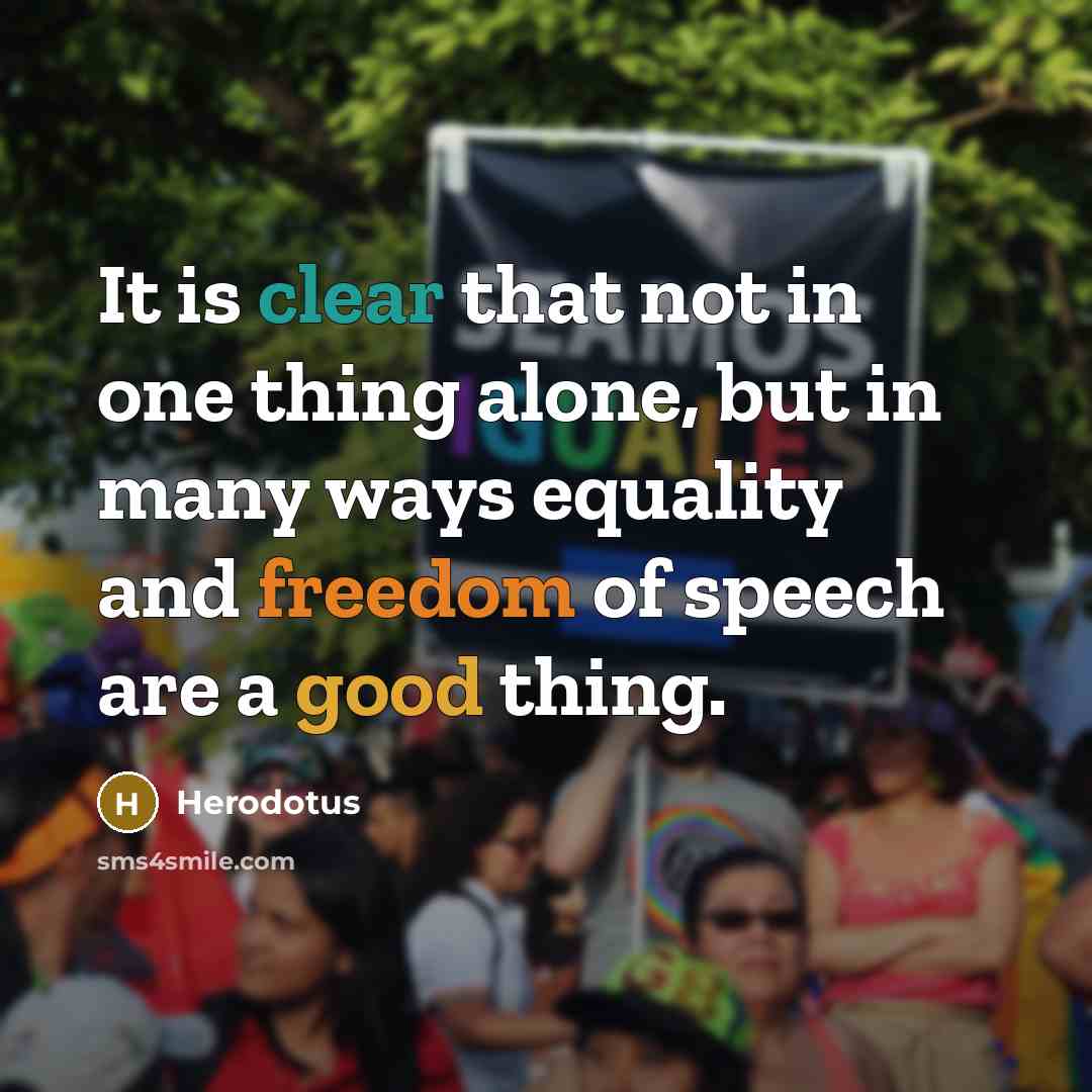 “It is clear that not in one thing alone, but in many ways equality and freedom of speech are a good thing.” quote by Herodotus