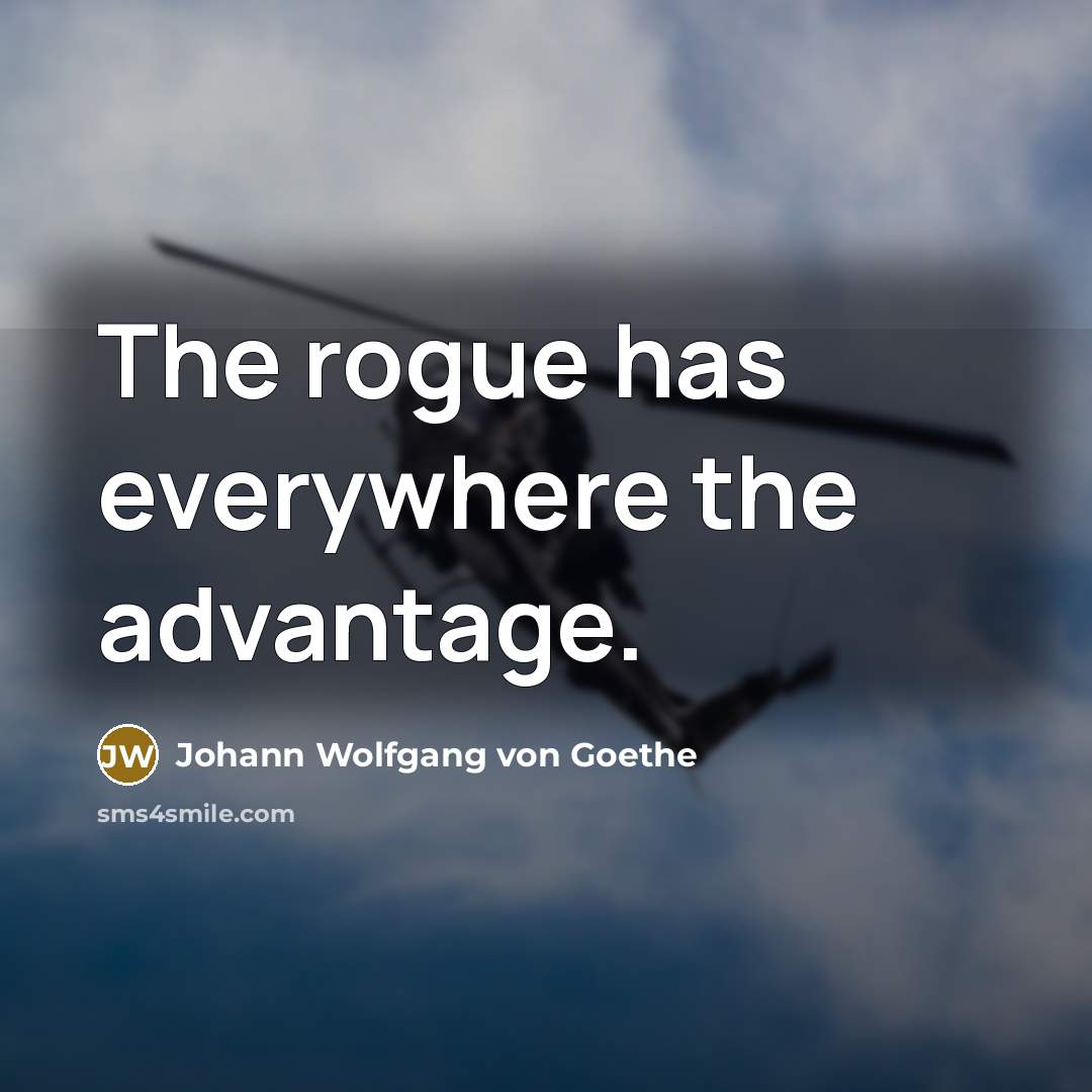 “The rogue has everywhere the advantage.” quote by Johann Wolfgang von Goethe