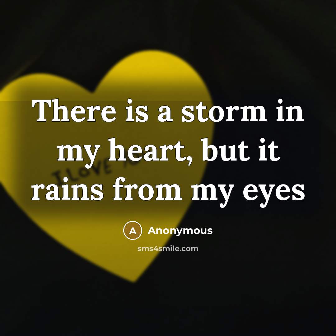 “There is a storm in my heart, but it rains from my eyes” quote by Anonymous