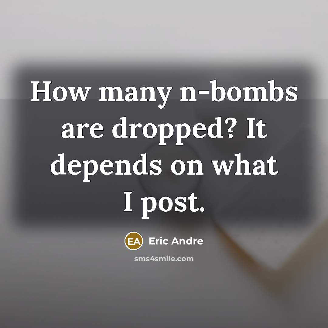 “How many n-bombs are dropped? It depends on what I post.” quote by Eric Andre