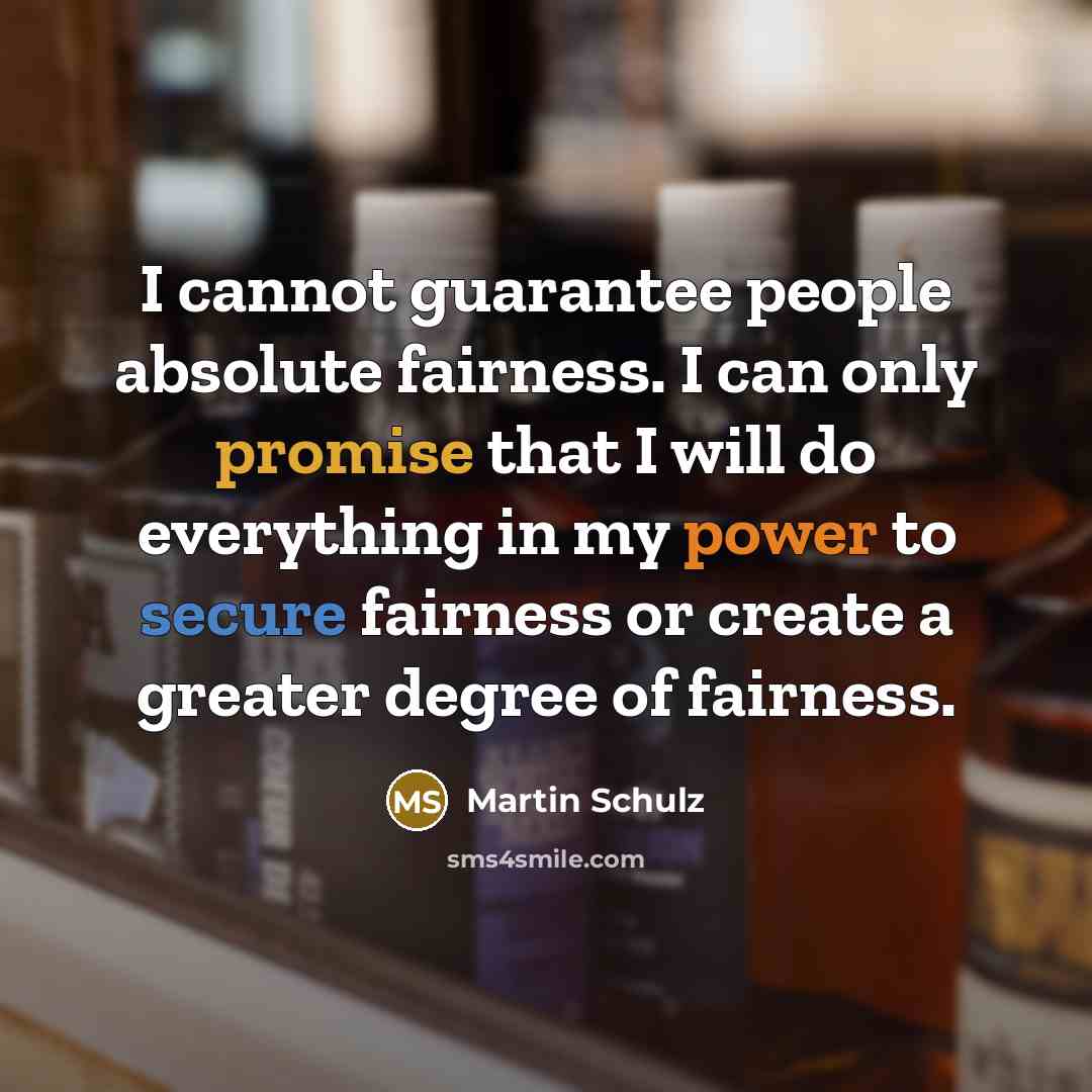 “I cannot guarantee people absolute fairness. I can only promise that I will do everything in my power to secure fairness or create a greater degree of fairness.” quote by Martin Schulz
