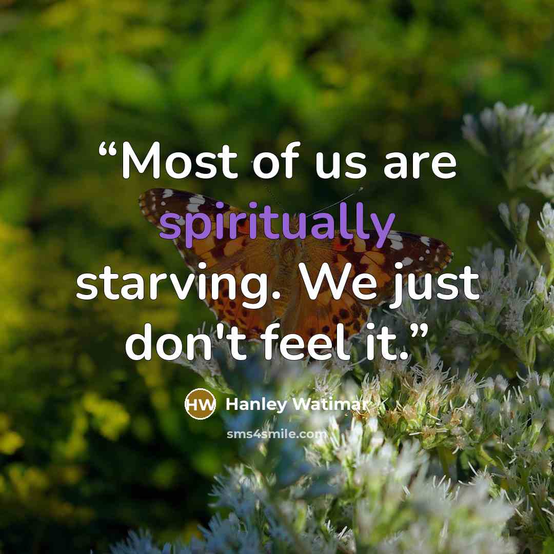 “Most of us are spiritually starving. We just don't feel it.” quote by Hanley Watimar