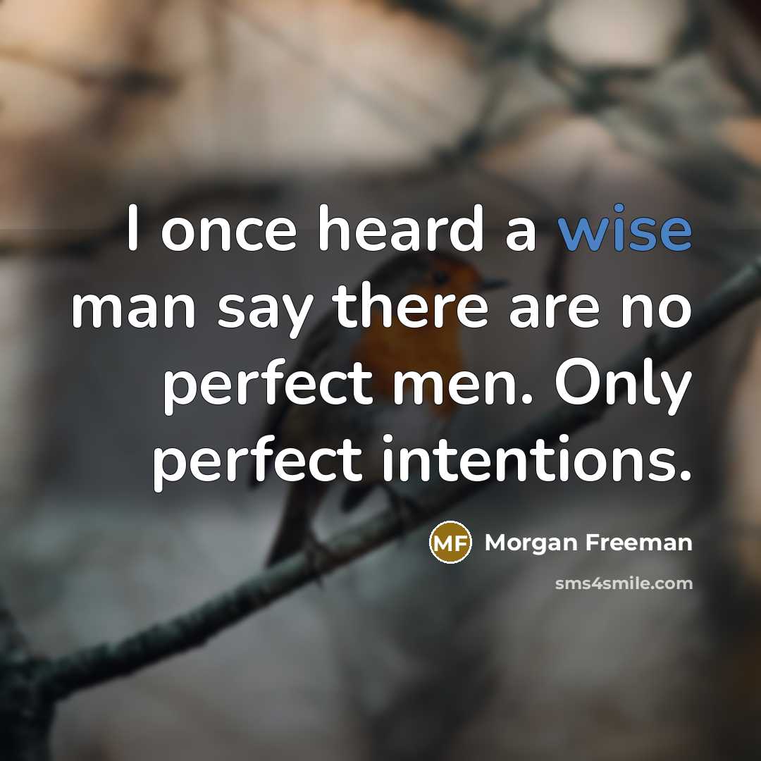 “I once heard a wise man say there are no perfect men. Only perfect intentions.” quote by Morgan Freeman