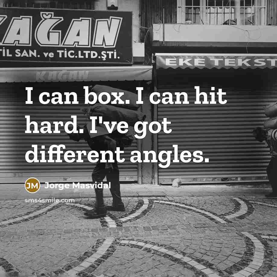 “I can box. I can hit hard. I've got different angles.” quote by Jorge Masvidal