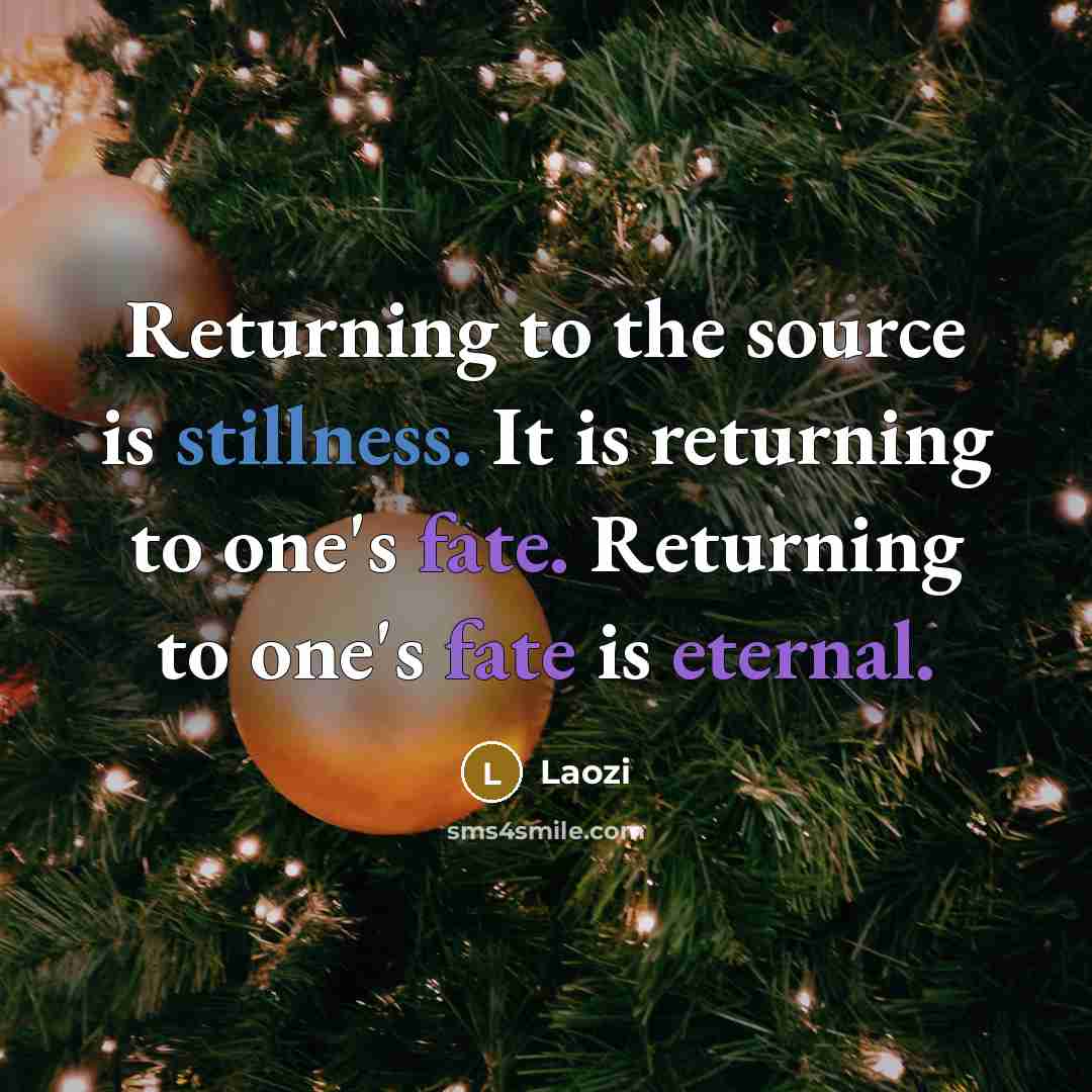 “Returning to the source is stillness. It is returning to one's fate. Returning to one's fate is eternal.” quote by Laozi