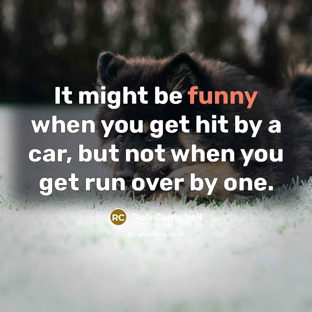 “It might be funny when you get hit by a car, but not when you get run over by one.” quote by Rob Campbell