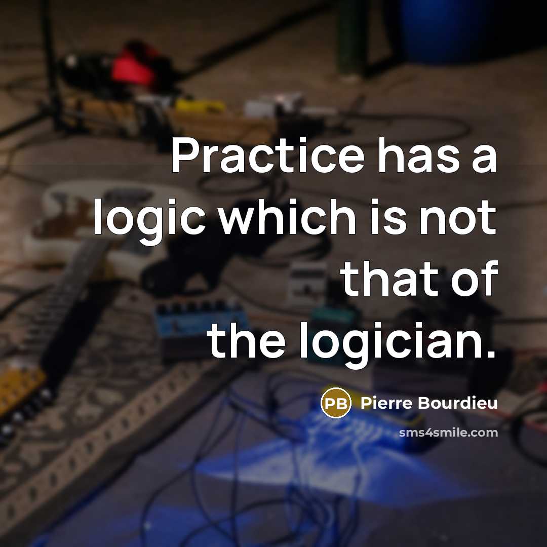 “Practice has a logic which is not that of the logician.” quote by Pierre Bourdieu
