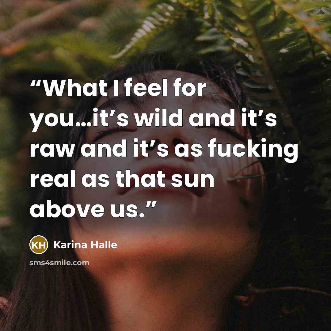 “What I feel for you…it’s wild and it’s raw and it’s as fucking real as that sun above us.” quote by Karina Halle