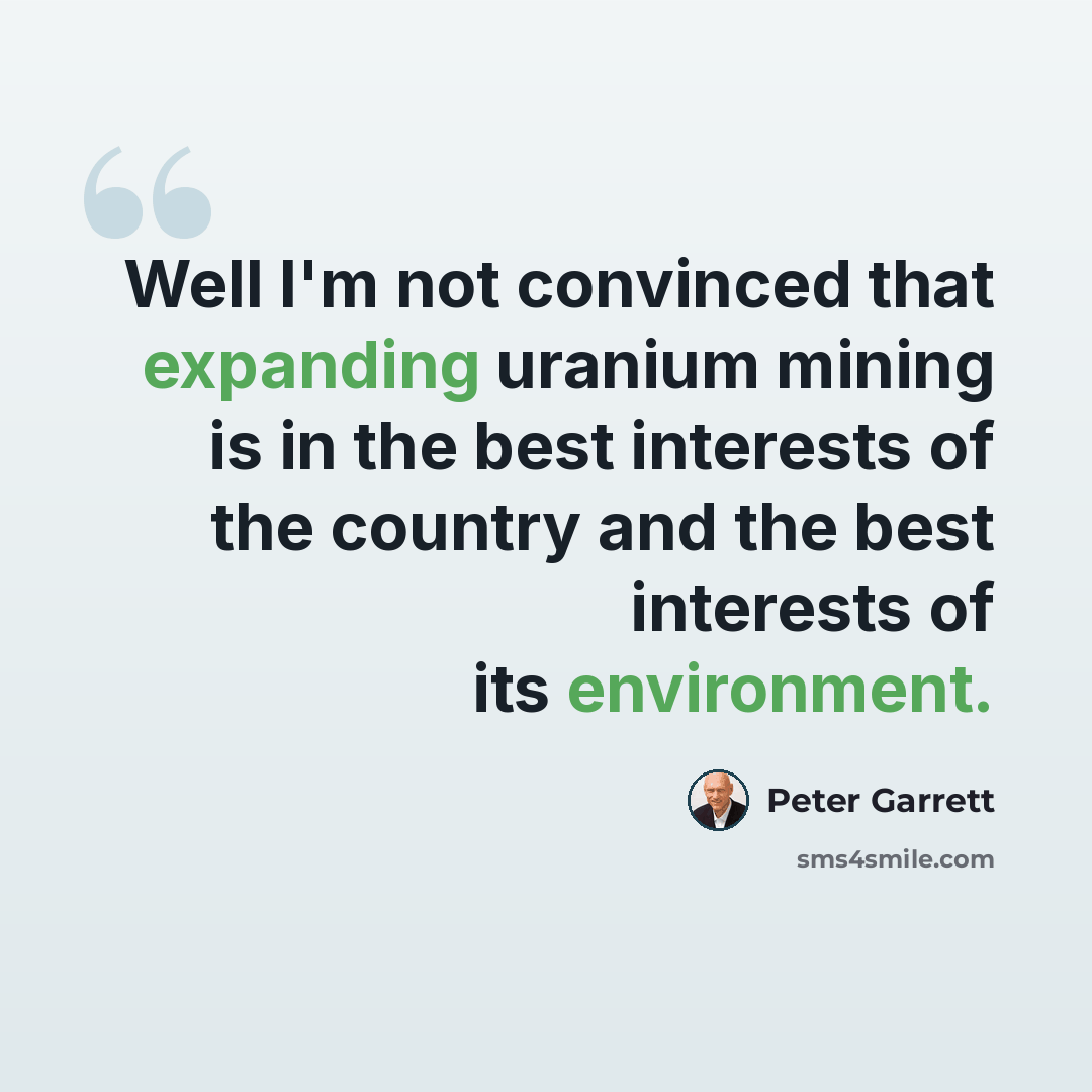 “Well I'm not convinced that expanding uranium mining is in the best interests of the country and the best interests of its environment.” quote by Peter Garrett