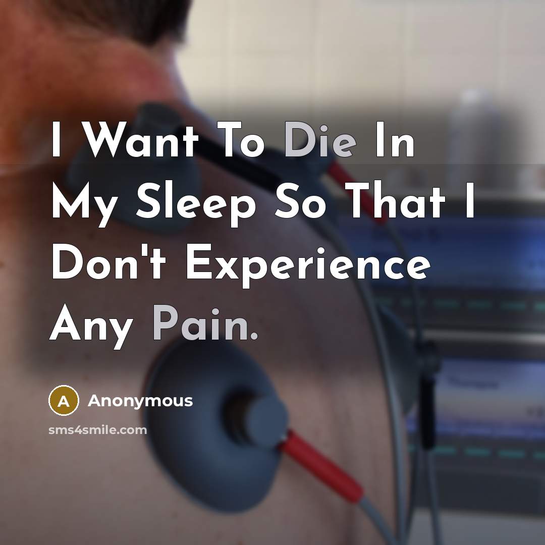 “I Want To Die In My Sleep So That I Don't Experience Any Pain.” quote by Anonymous