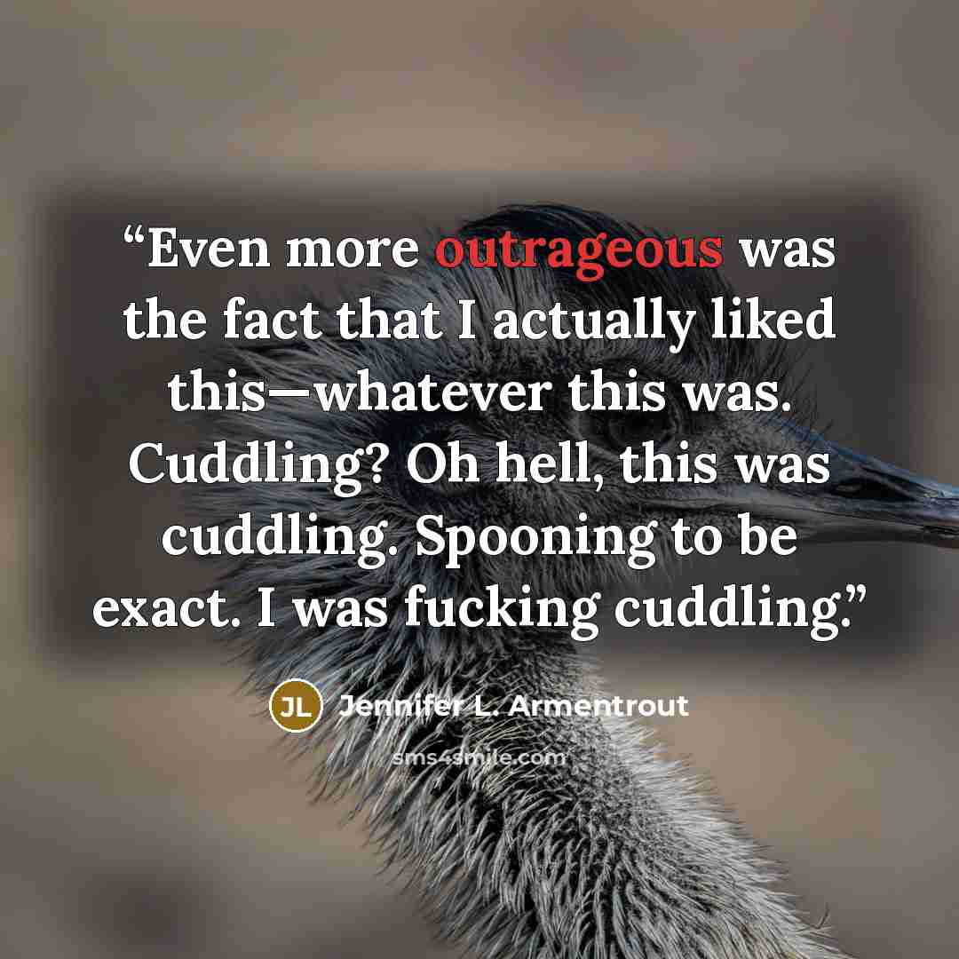 “Even more outrageous was the fact that I actually liked this—whatever this was. Cuddling? Oh hell, this was cuddling. Spooning to be exact. I was fucking cuddling.” quote by Jennifer L. Armentrout