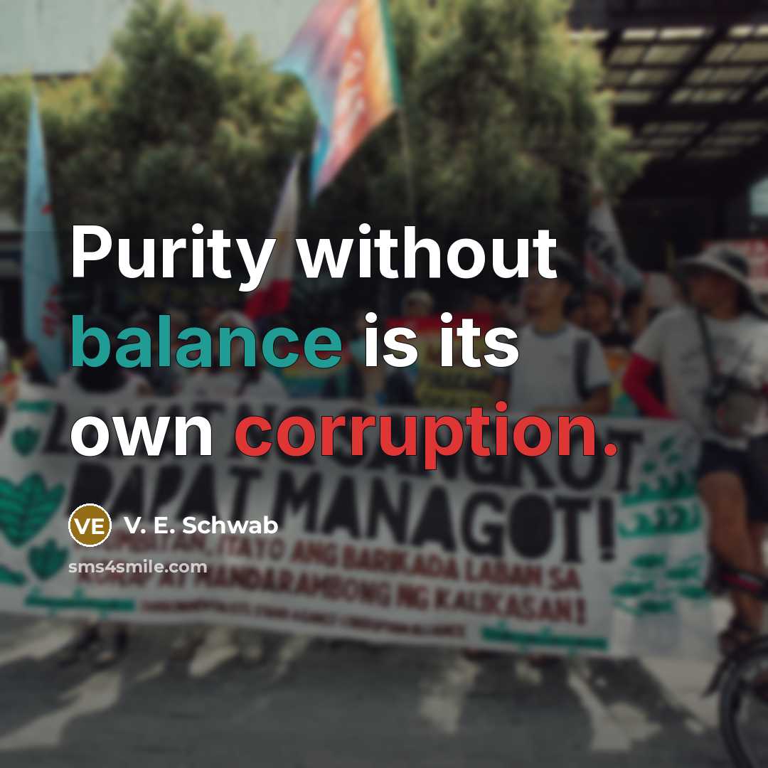 “Purity without balance is its own corruption.” quote by V. E. Schwab