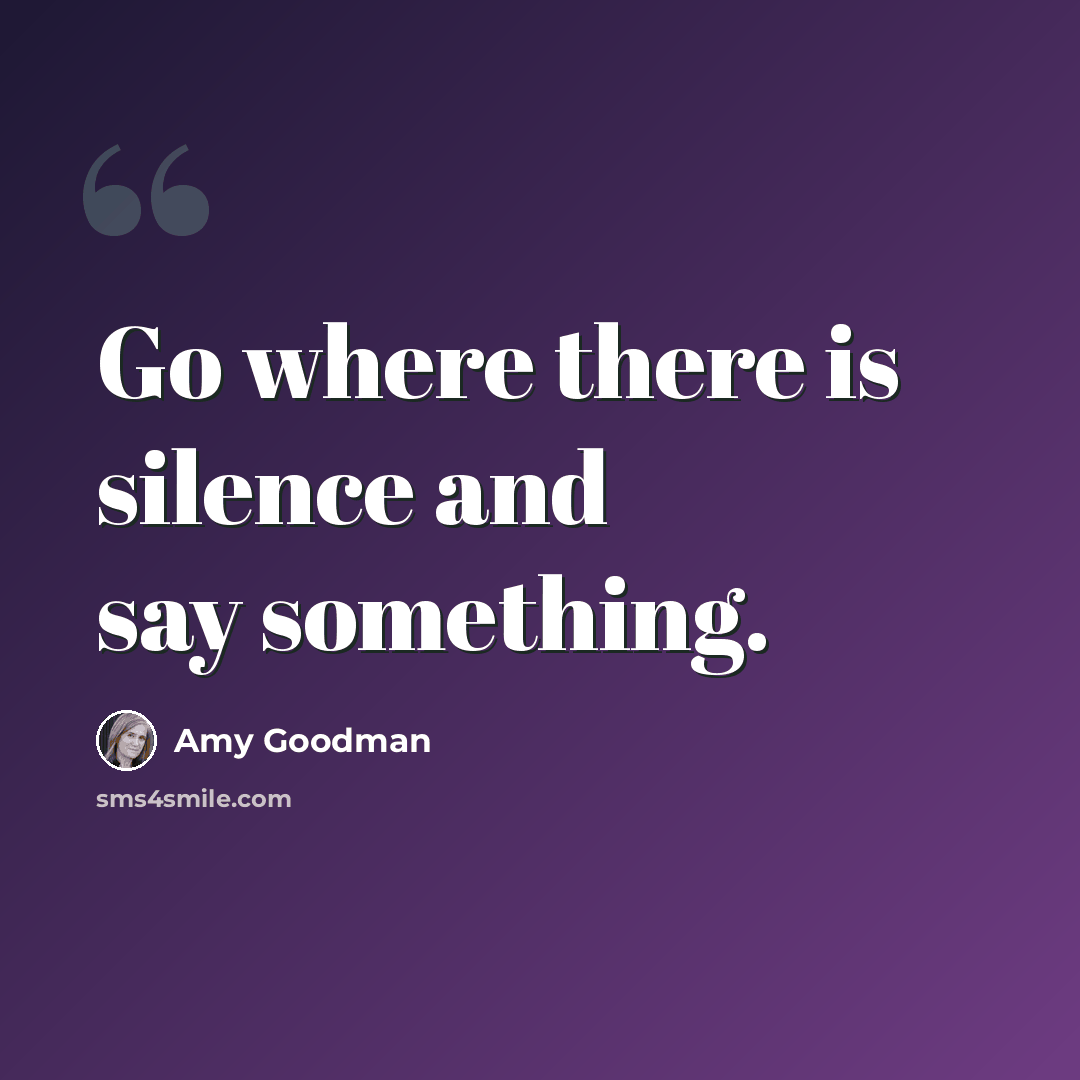 “Go where there is silence and say something.” quote by Amy Goodman
