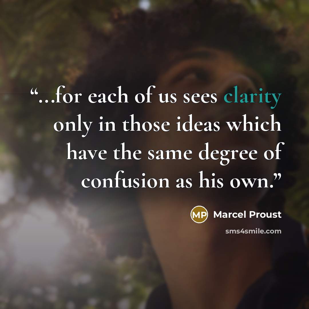 “...for each of us sees clarity only in those ideas which have the same degree of confusion as his own.” quote by Marcel Proust