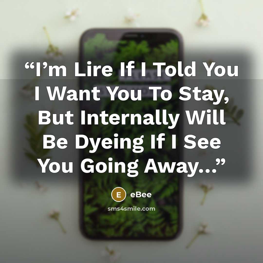 “I’m Lire If I Told You I Want You To Stay, But Internally Will Be Dyeing If I See You Going Away…” quote by eBee
