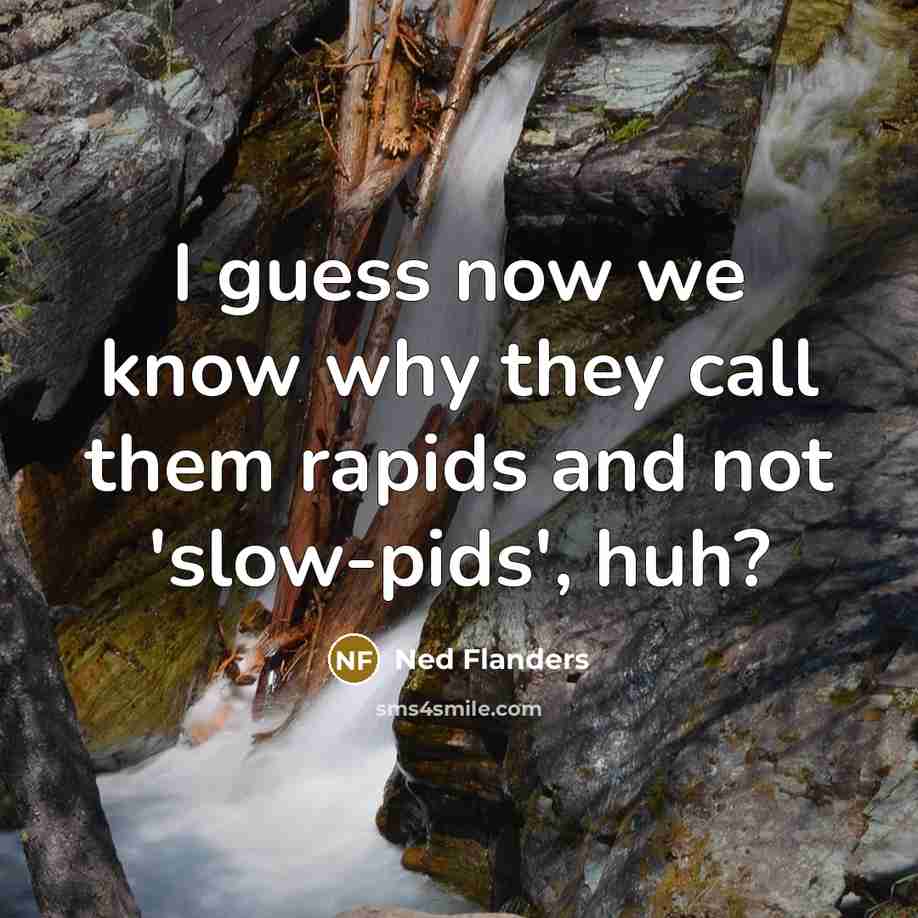 “I guess now we know why they call them rapids and not 'slow-pids', huh?” quote by Ned Flanders