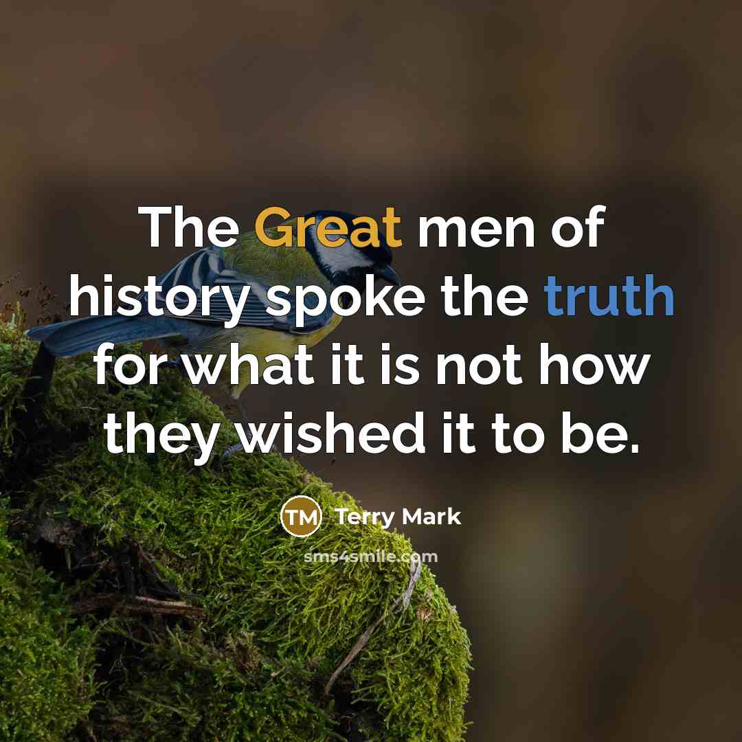 “The Great men of history spoke the truth for what it is not how they wished it to be.” quote by Terry Mark