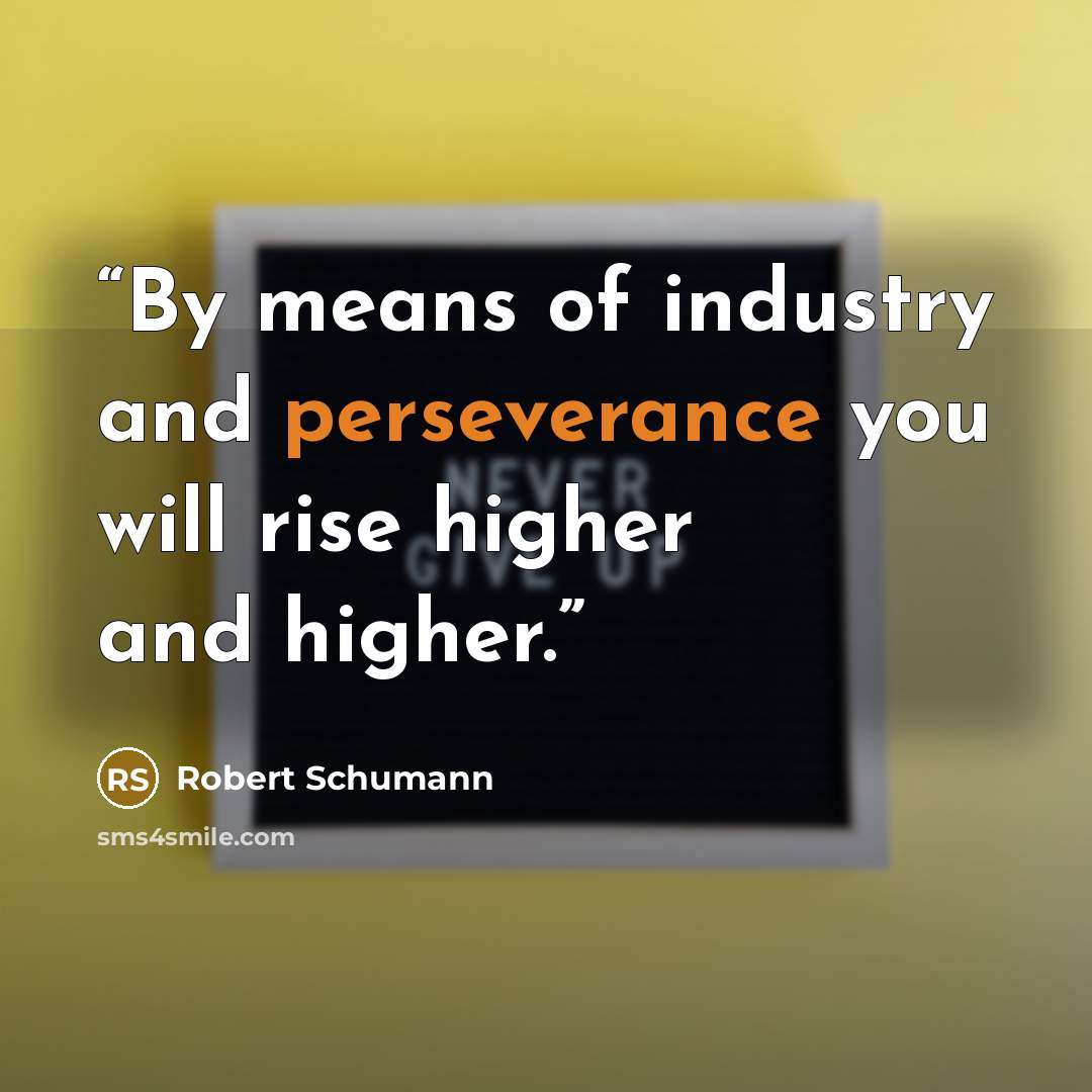 “By means of industry and perseverance you will rise higher and higher.” quote by Robert Schumann