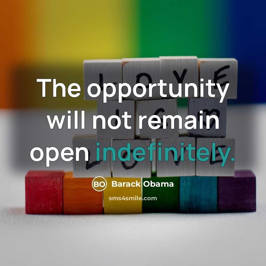 “The opportunity will not remain open indefinitely.” quote by Barack Obama