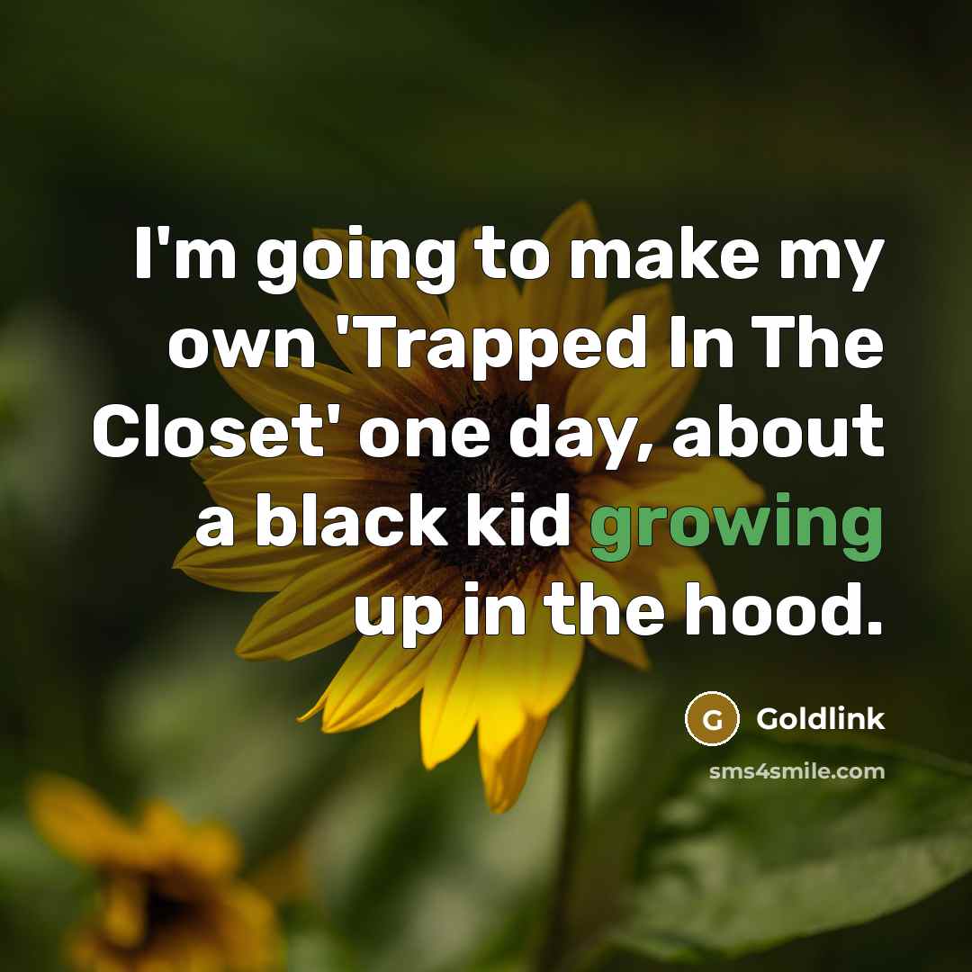 “I'm going to make my own 'Trapped In The Closet' one day, about a black kid growing up in the hood.” quote by Goldlink