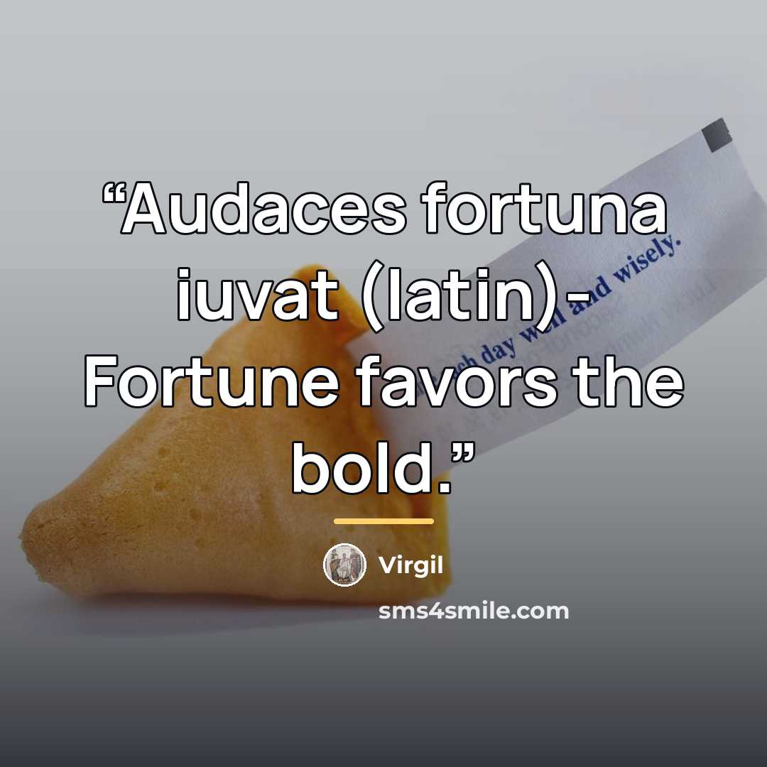 “Audaces fortuna iuvat (latin)- Fortune favors the bold.” quote by Virgil