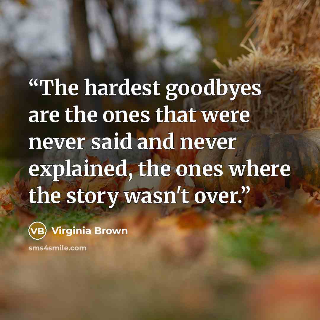 “The hardest goodbyes are the ones that were never said and never explained, the ones where the story wasn't over.” quote by Virginia Brown