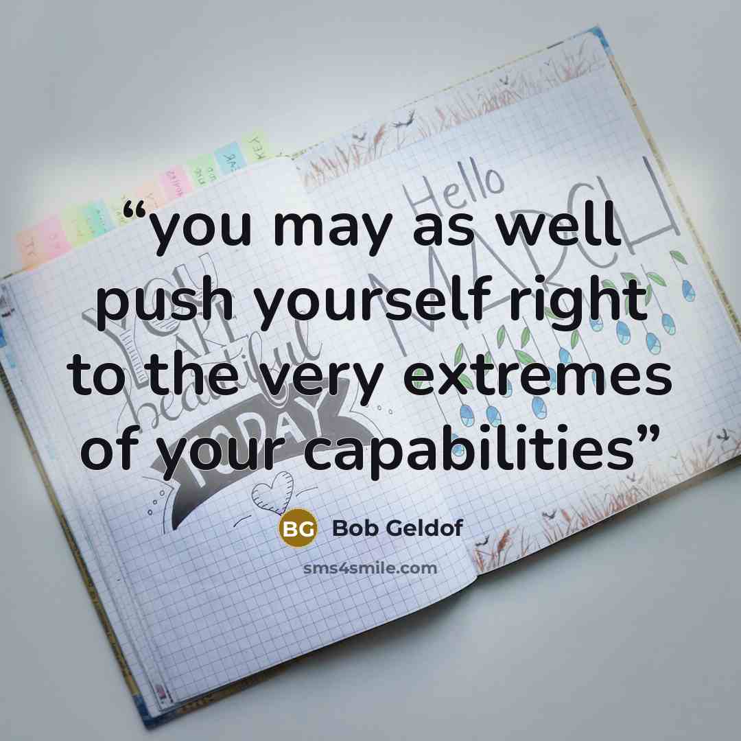 “you may as well push yourself right to the very extremes of your capabilities” quote by Bob Geldof