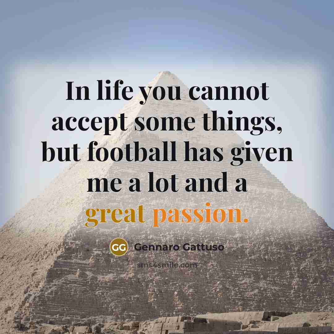“In life you cannot accept some things, but football has given me a lot and a great passion.” quote by Gennaro Gattuso