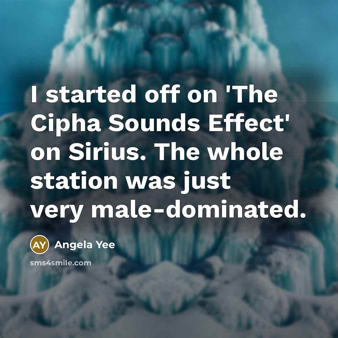 “I started off on 'The Cipha Sounds Effect' on Sirius. The whole station was just very male-dominated.” quote by Angela Yee