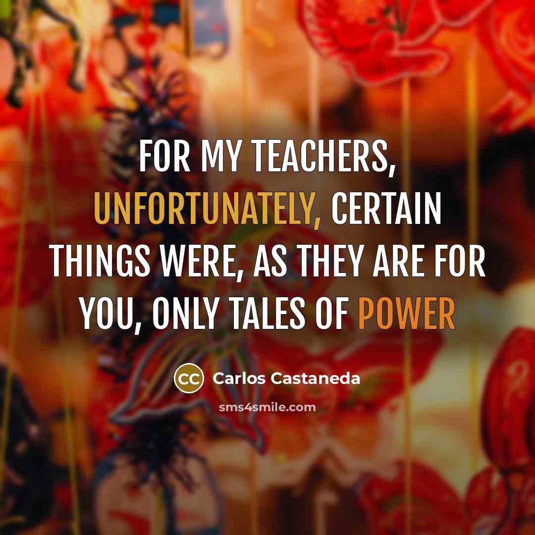 “For my teachers, unfortunately, certain things were, as they are for you, only tales of power” quote by Carlos Castaneda