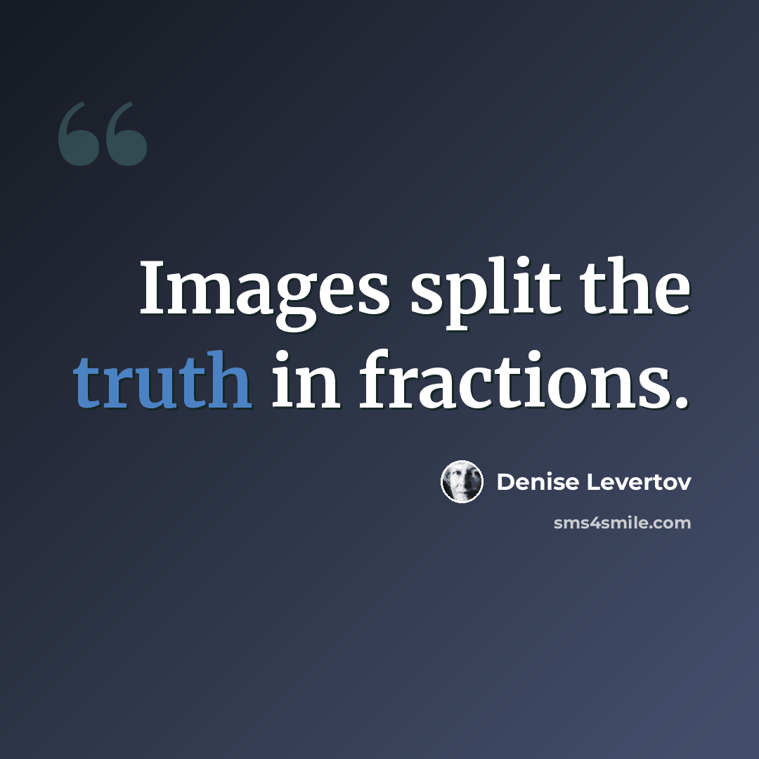 “Images split the truth in fractions.” quote by Denise Levertov