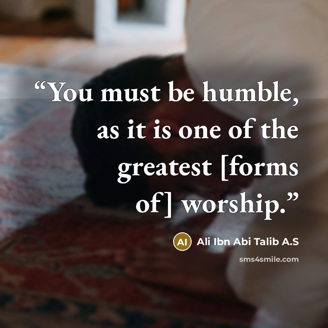 “You must be humble, as it is one of the greatest [forms of] worship.” quote by Ali Ibn Abi Talib A.S