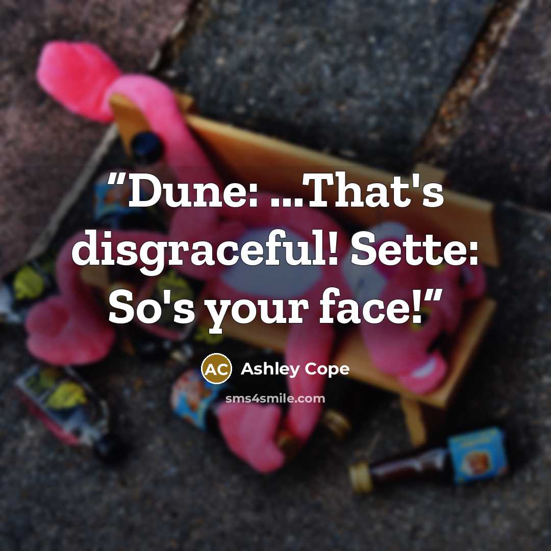 “Dune: ...That's disgraceful! Sette: So's your face!” quote by Ashley Cope