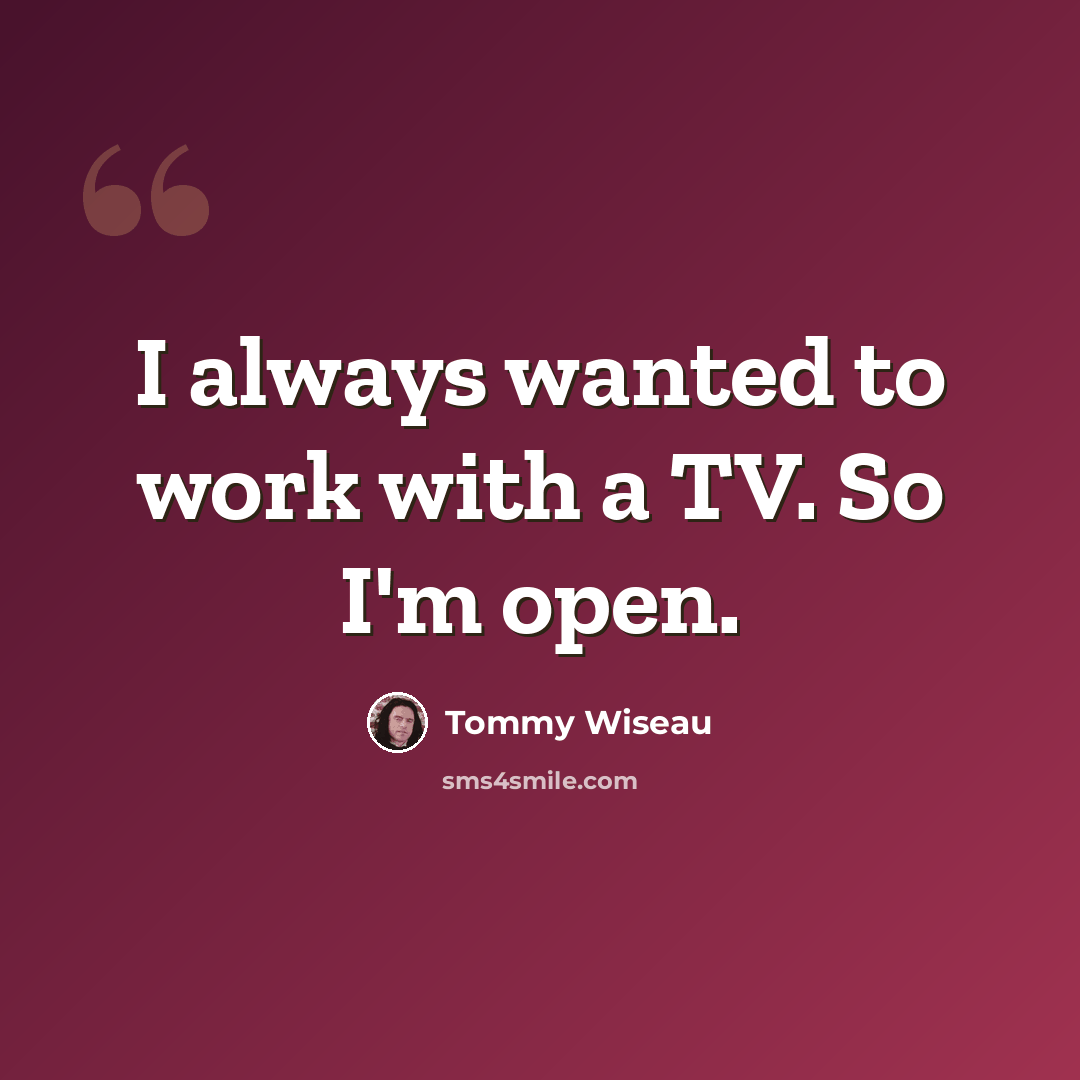 “I always wanted to work with a TV. So I'm open.” quote by Tommy Wiseau