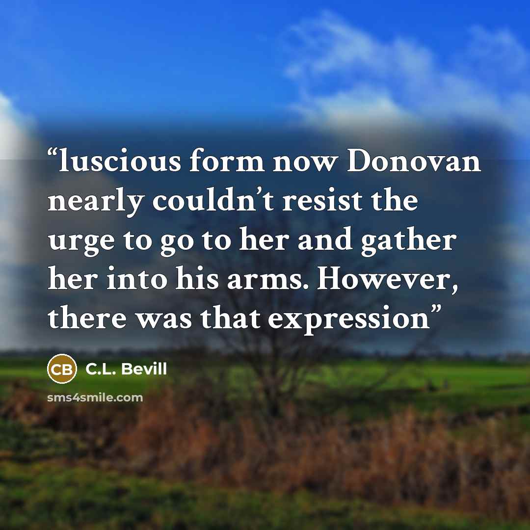 “luscious form now Donovan nearly couldn’t resist the urge to go to her and gather her into his arms. However, there was that expression” quote by C.L. Bevill