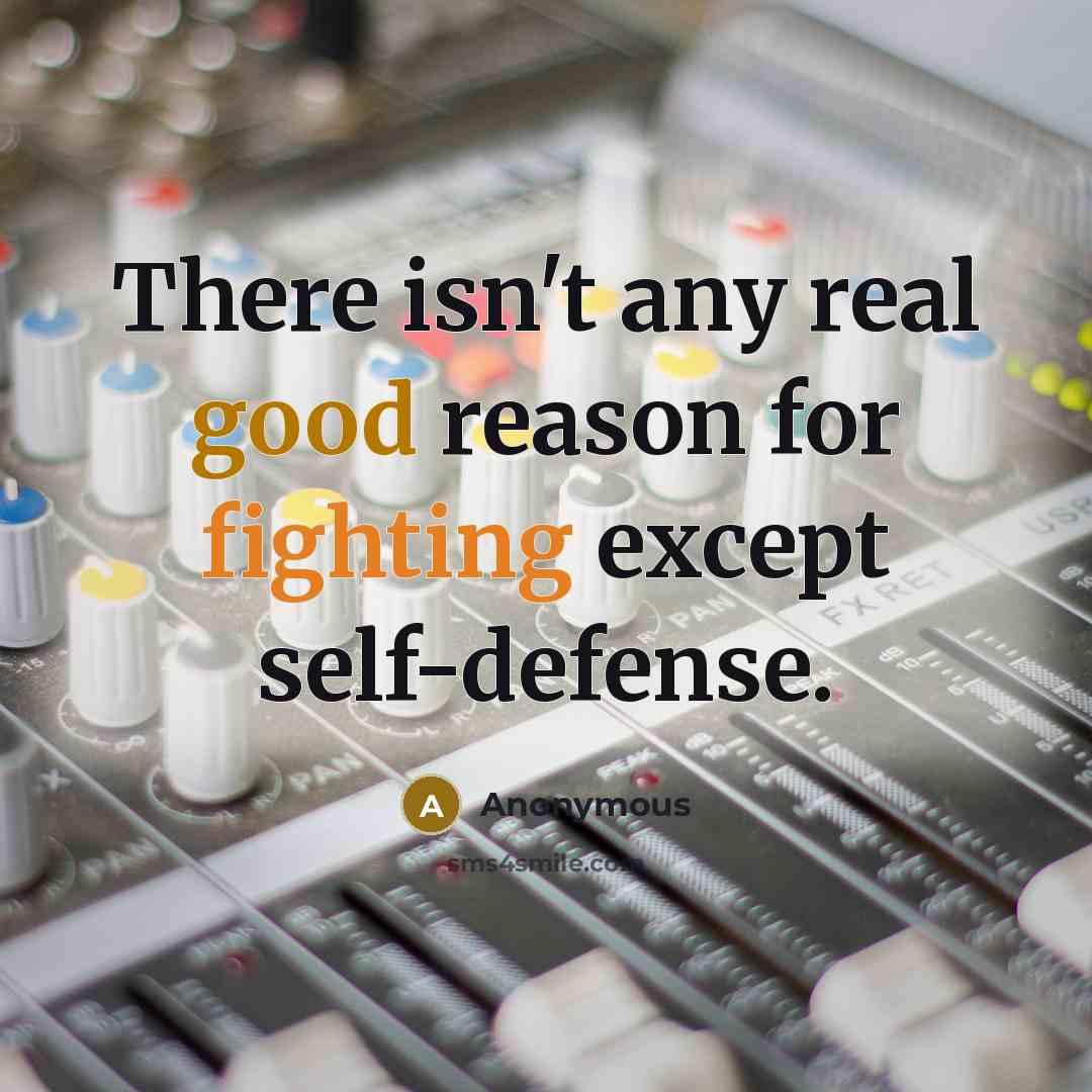 “There isn't any real good reason for fighting except self-defense.” quote by Anonymous