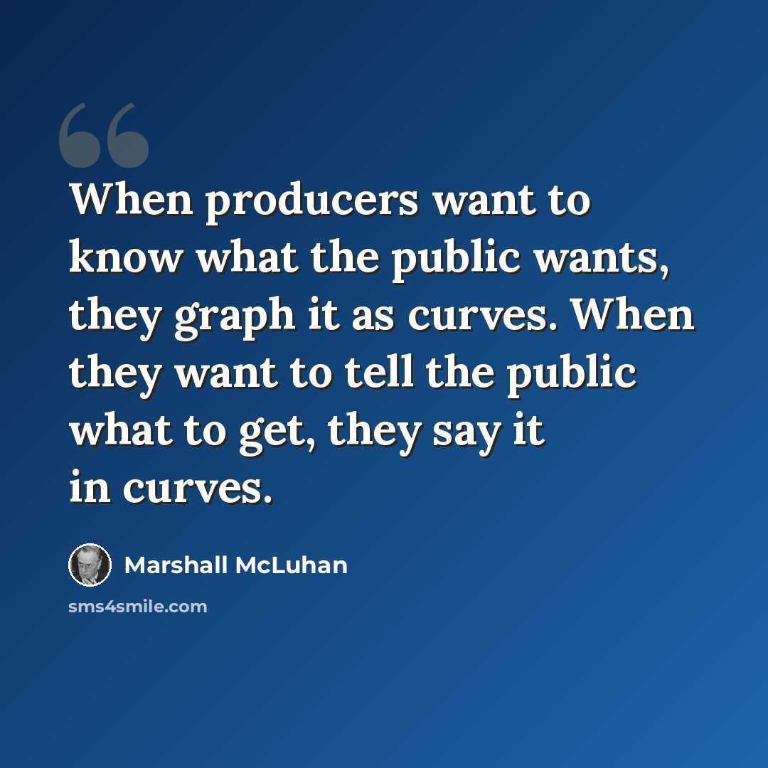 “When producers want to know what the public wants, they graph it as curves. When they want to tell the public what to get, they say it in curves.” quote by Marshall McLuhan