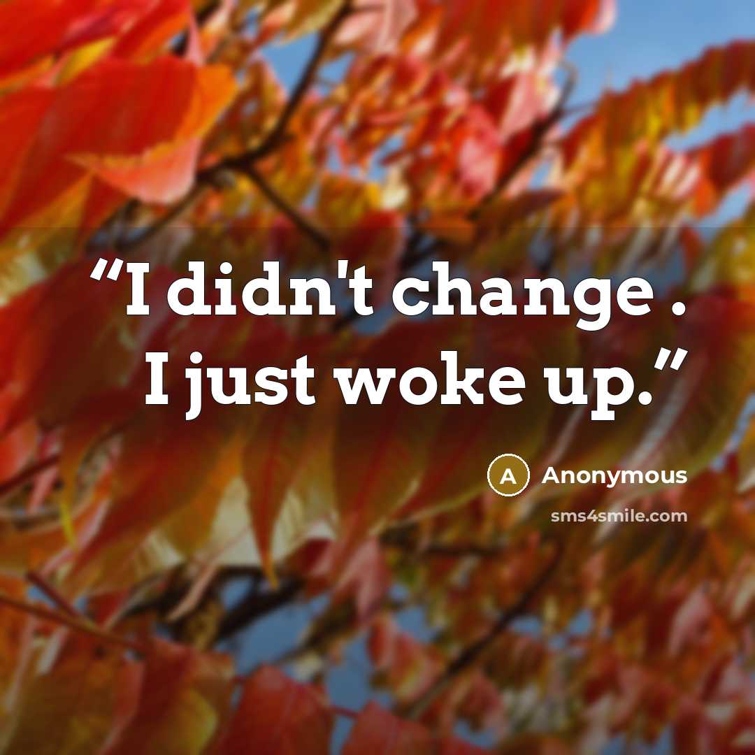 “I didn't change . I just woke up.” quote by Anonymous