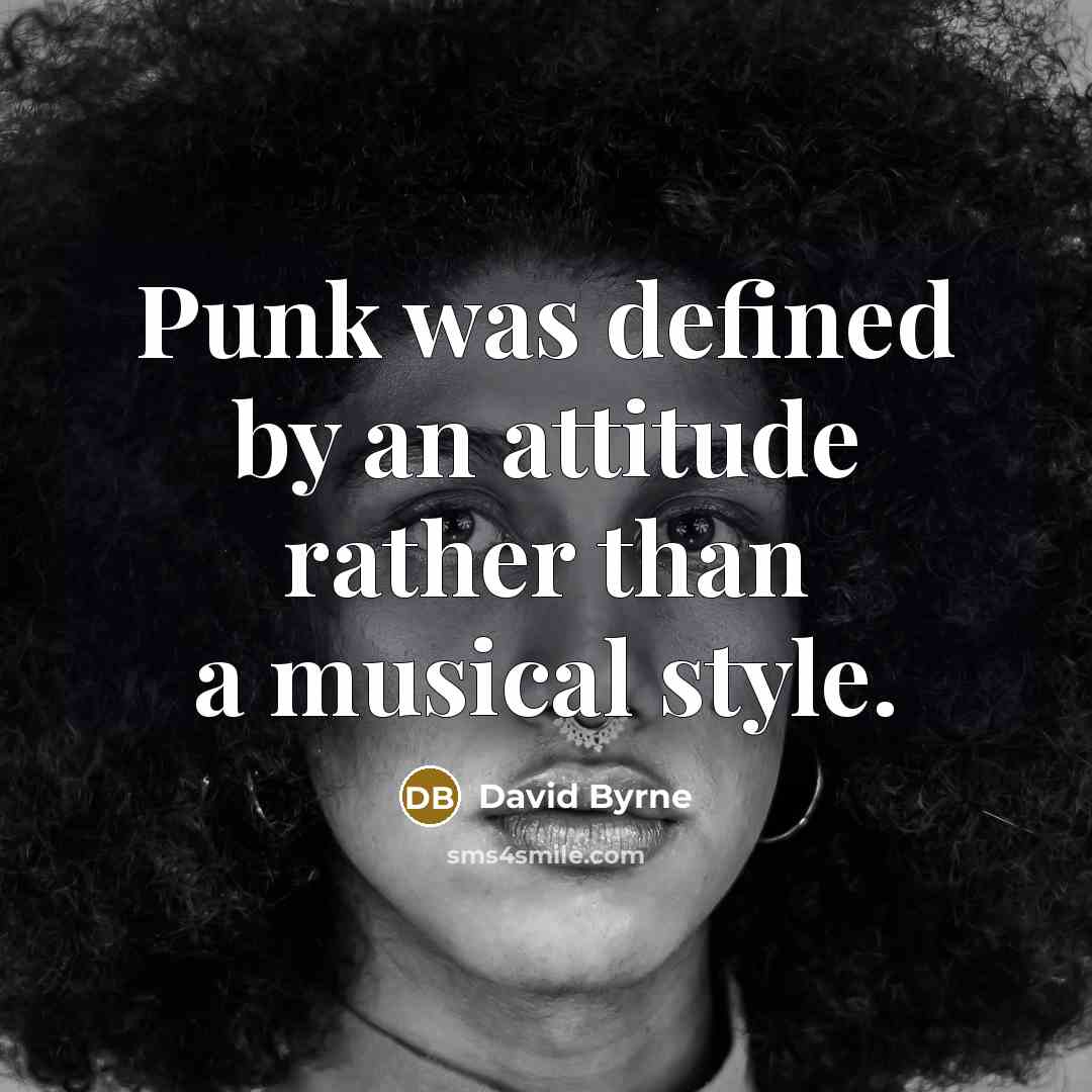 “Punk was defined by an attitude rather than a musical style.” quote by David Byrne
