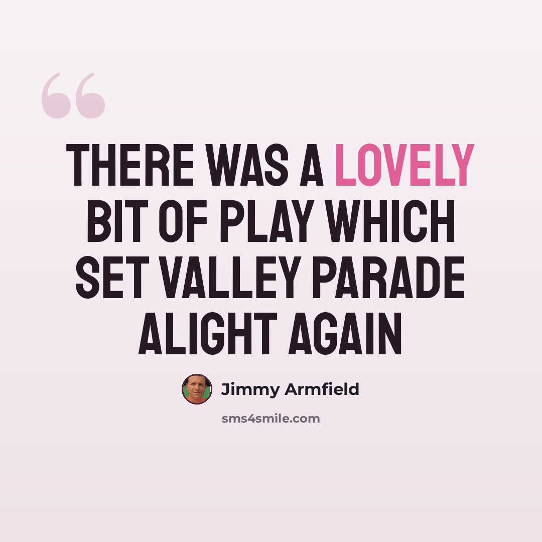 “There was a lovely bit of play which set Valley Parade alight again” quote by Jimmy Armfield