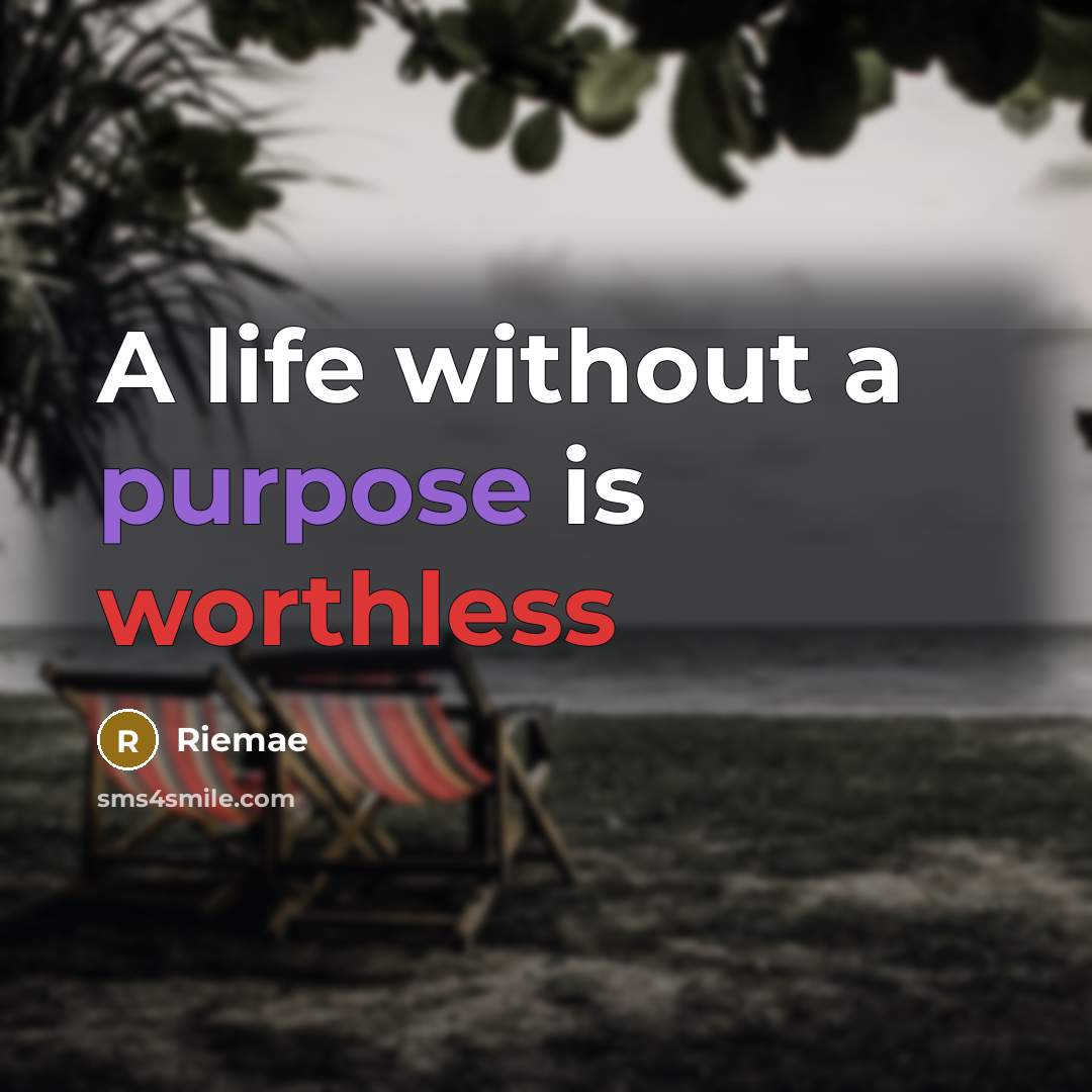 “A life without a purpose is worthless” quote by Riemae