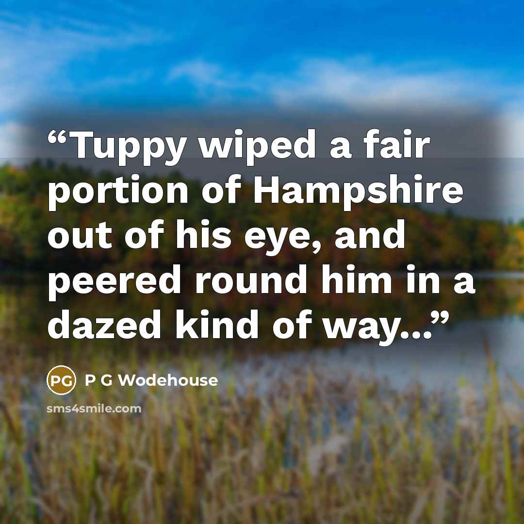 “Tuppy wiped a fair portion of Hampshire out of his eye, and peered round him in a dazed kind of way...” quote by P G Wodehouse