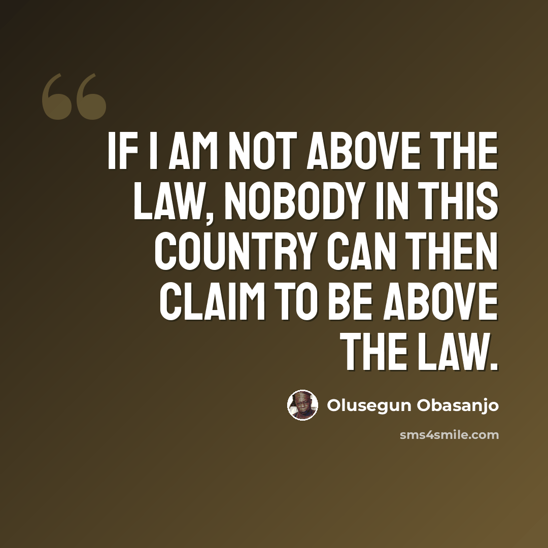 “If I am not above the law, nobody in this country can then claim to be above the law.” quote by Olusegun Obasanjo