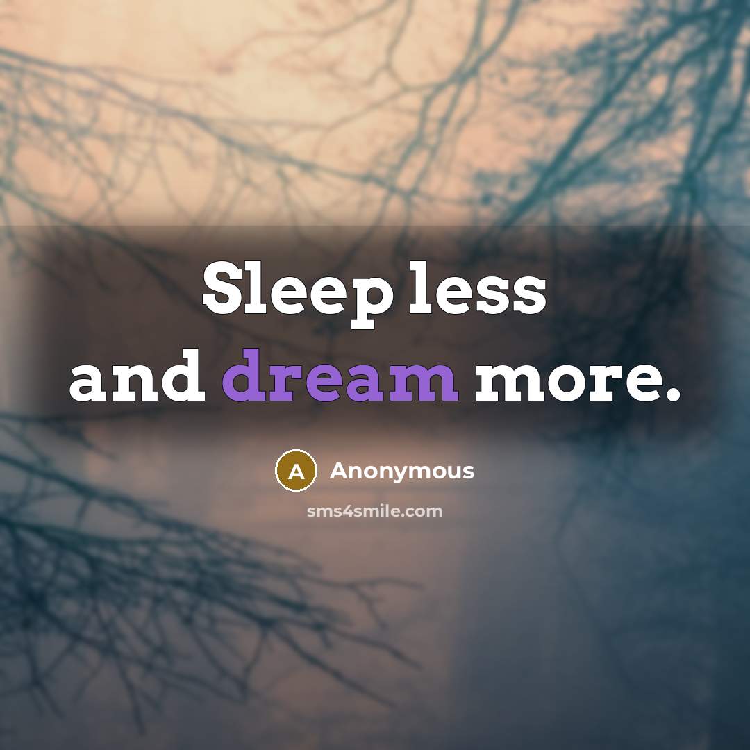 “Sleep less and dream more.” quote by Anonymous