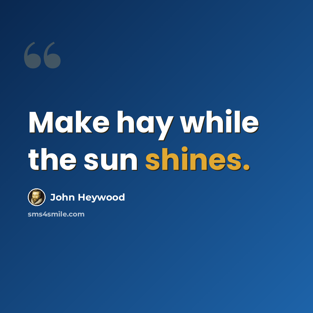 “Make hay while the sun shines.” quote by John Heywood