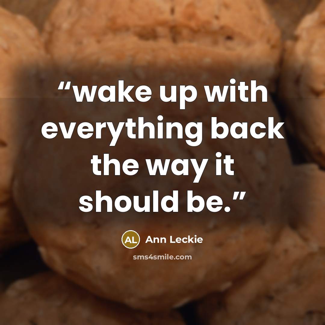 “wake up with everything back the way it should be.” quote by Ann Leckie