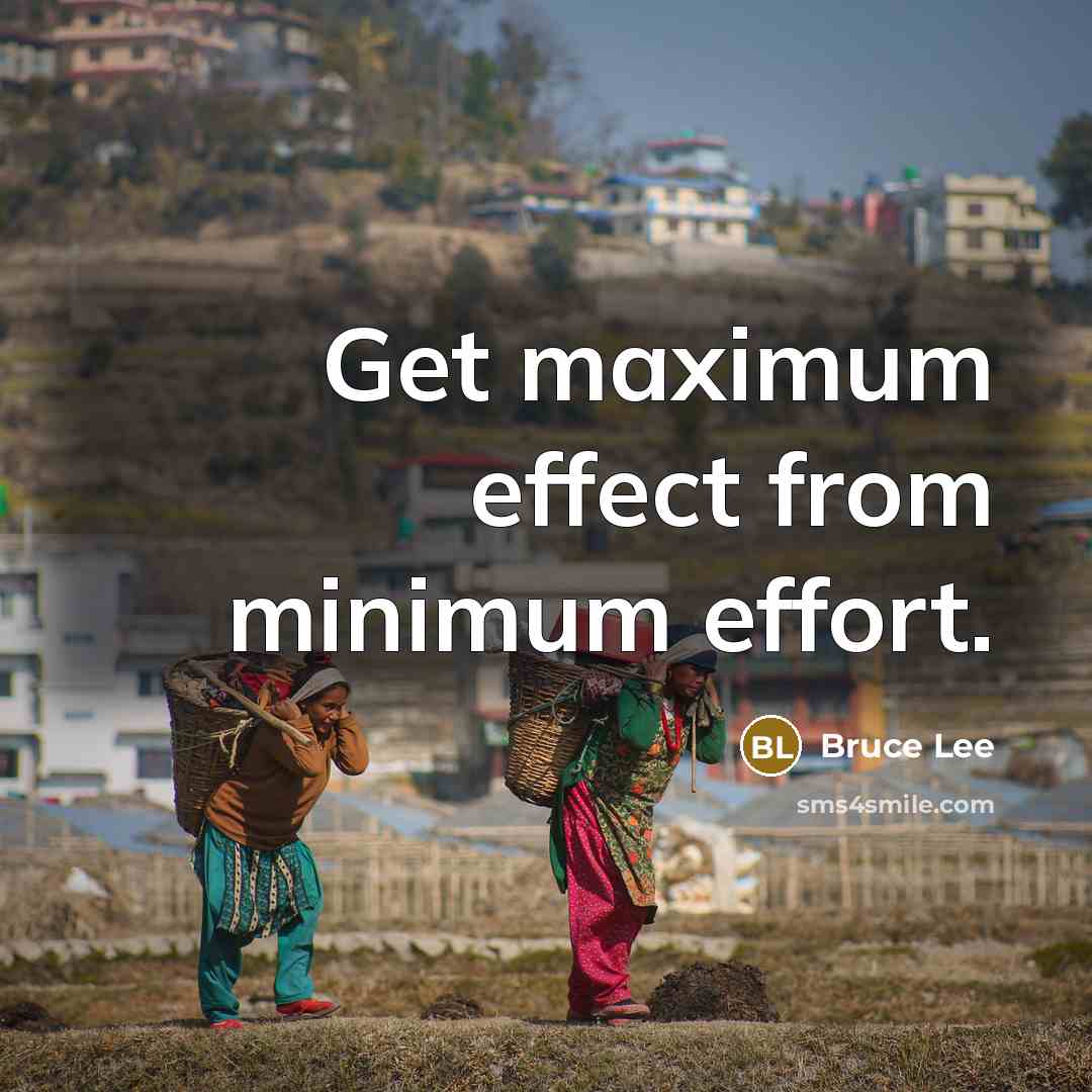 “Get maximum effect from minimum effort.” quote by Bruce Lee