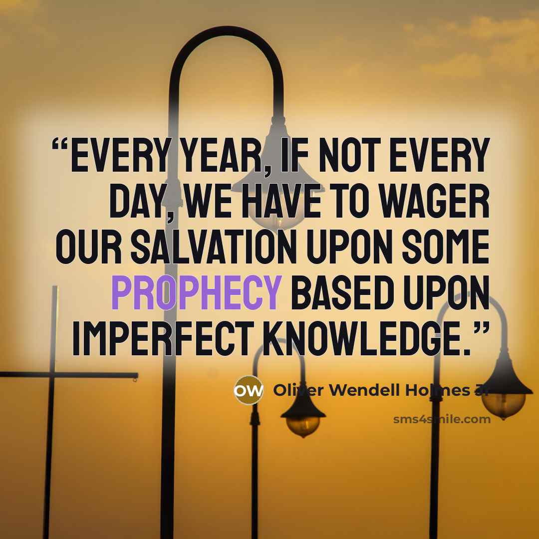“Every year, if not every day, we have to wager our salvation upon some prophecy based upon imperfect knowledge.” quote by Oliver Wendell Holmes Jr